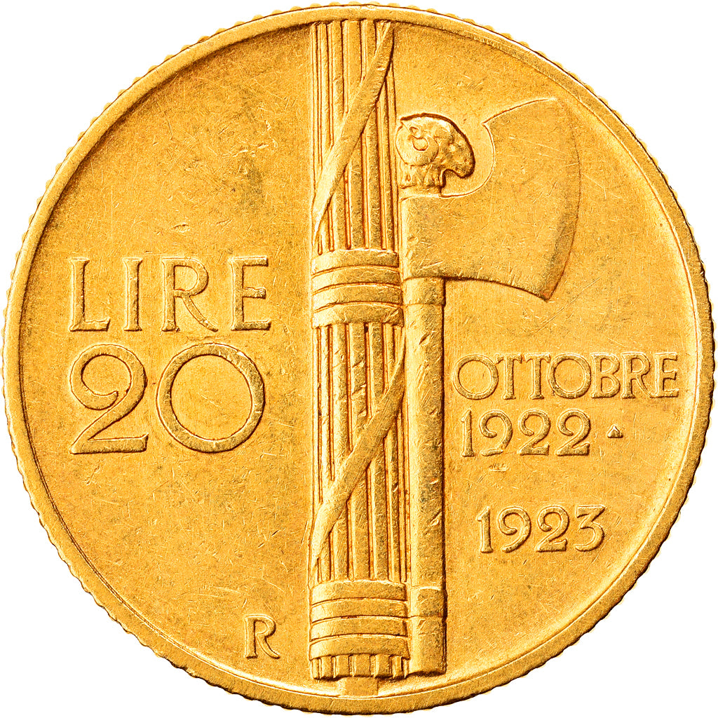 Coin, Italy, Vittorio Emanuele III, 20 Lire, 1923, Rome, AU(55-58), Gold, KM:64