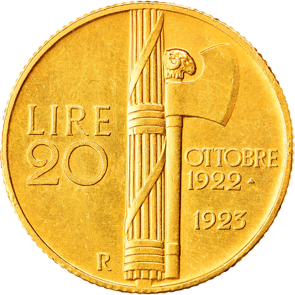Moneta, Włochy, Vittorio Emanuele III, 20 Lire, 1923, Rome, MS(60-62), Złoto