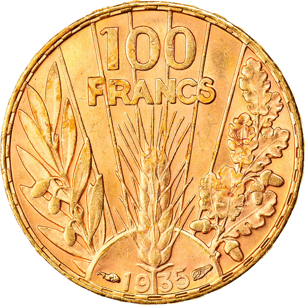 Coin, France, Bazor, 100 Francs, 1935, Paris, MS(63), Gold, KM:880