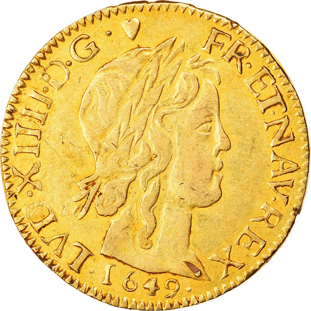 Moneta, Francia, Louis XIV, Louis d'or à la mèche longue, Louis d'Or, 1649