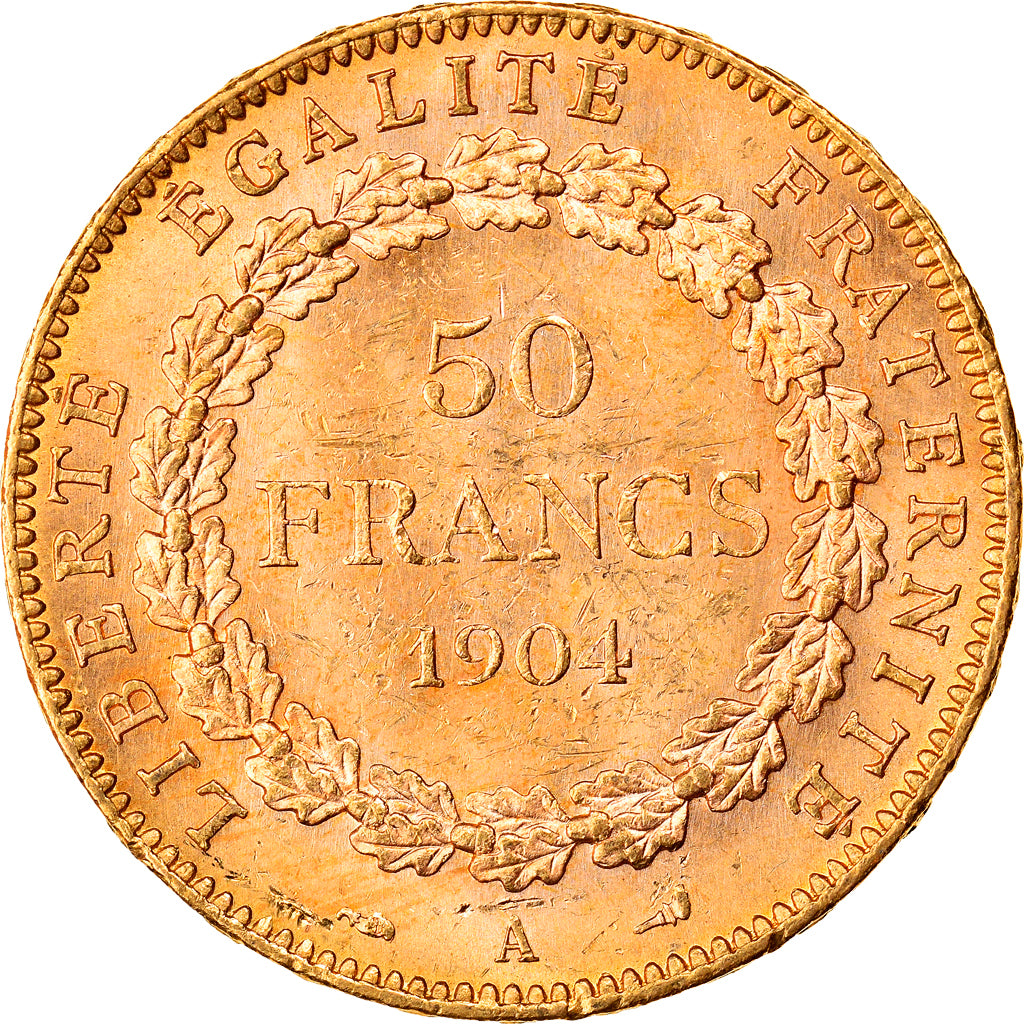 Moneta, Francja, Génie, 50 Francs, 1904, Paris, AU(50-53), Złoto, KM:831