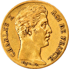 Moneta, Francia, Charles X, 20 Francs, 1825, Paris, BB, Oro, KM:726.1