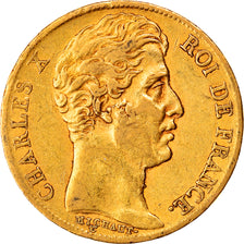 Moneta, Francia, Charles X, 20 Francs, 1825, Paris, BB, Oro, KM:726.1