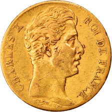 Moneta, Francia, Charles X, 20 Francs, 1825, Paris, BB, Oro, KM:726.1