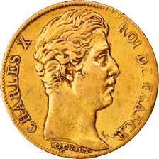 Moneda, Francia, Charles X, 20 Francs, 1825, Paris, MBC, Oro, KM:726.1