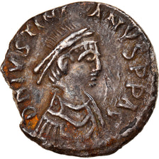 Moneta, Justinian I, Half Siliqua, 534-552, Carthage, AU(50-53), Srebro