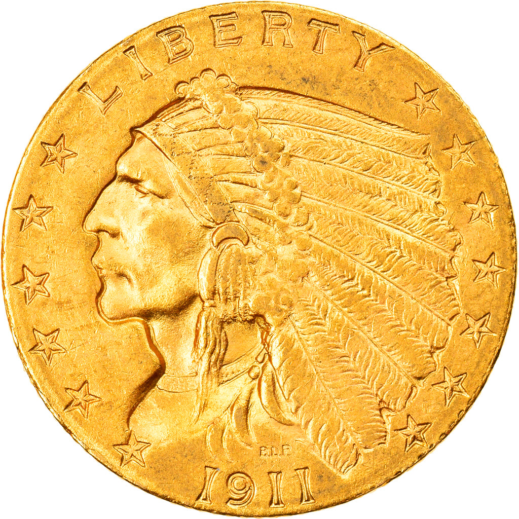 Moneta, USA, Indian Head, $2.50, Quarter Eagle, 1911, U.S. Mint, Philadelphia