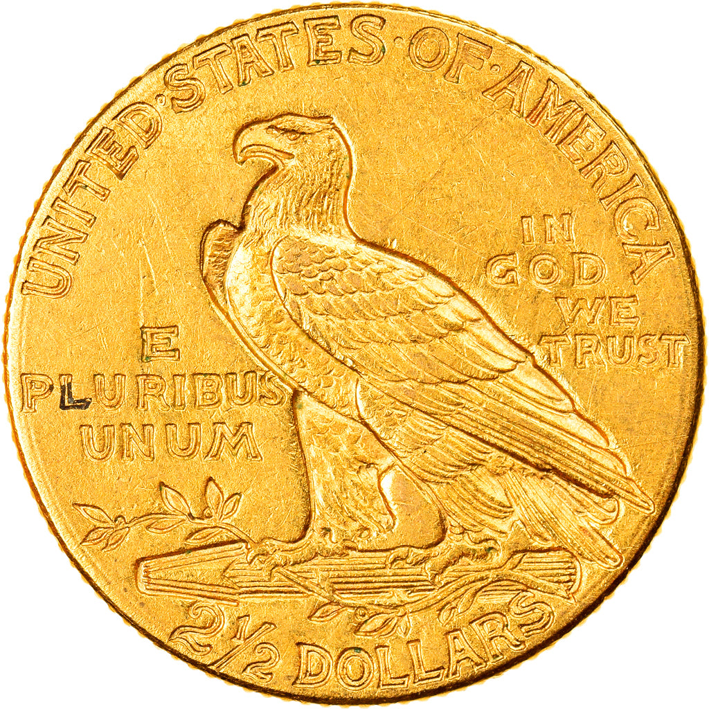 Moneta, USA, Indian Head, $2.50, Quarter Eagle, 1912, U.S. Mint, Philadelphia