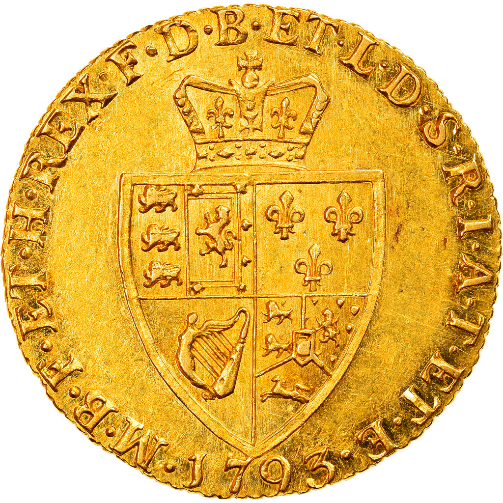 Coin, Great Britain, George III, Guinea, 1793, London, MS(60-62), Gold, KM:609