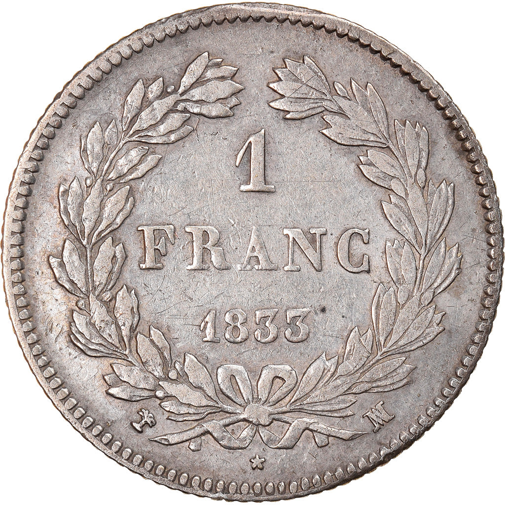 Moneda, Francia, Louis-Philippe, Franc, 1833, Marseille, MBC, Plata, KM:748.10