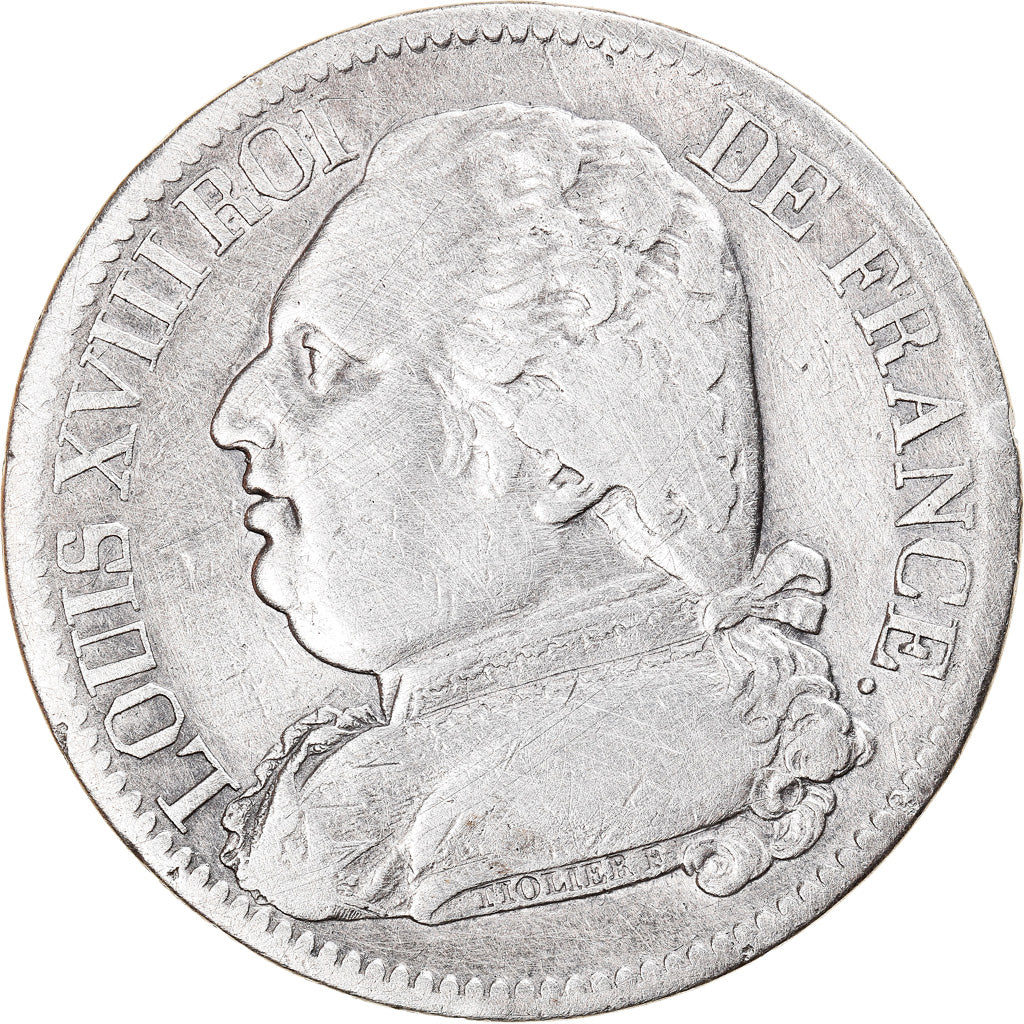 Coin, France, Louis XVIII, Louis XVIII, 5 Francs, 1814, Rouen, VF(30-35)