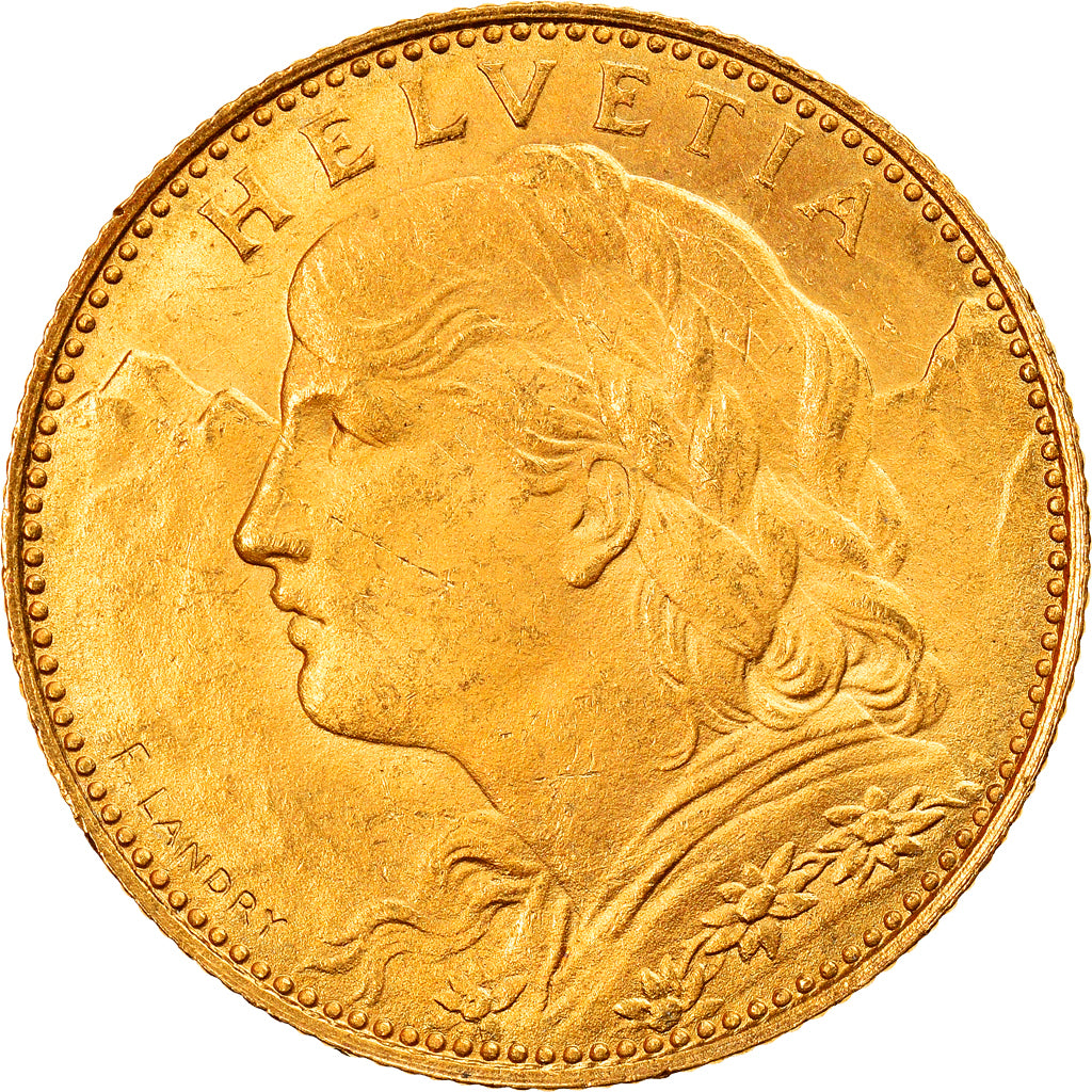 Coin, Switzerland, 10 Francs, 1922, Bern, MS(63), Gold, KM:36