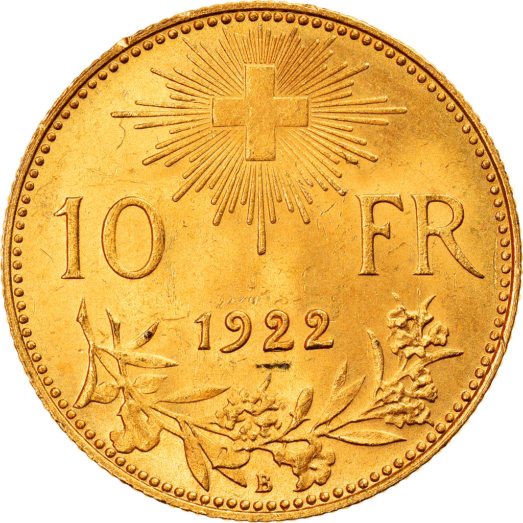 Coin, Switzerland, 10 Francs, 1922, Bern, MS(63), Gold, KM:36