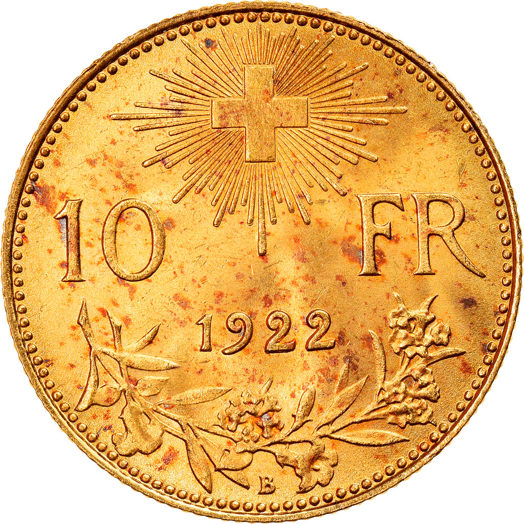 Moneda, Suiza, 10 Francs, 1922, Bern, SC, Oro, KM:36