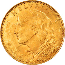 Coin, Switzerland, 10 Francs, 1922, Bern, MS(60-62), Gold, KM:36