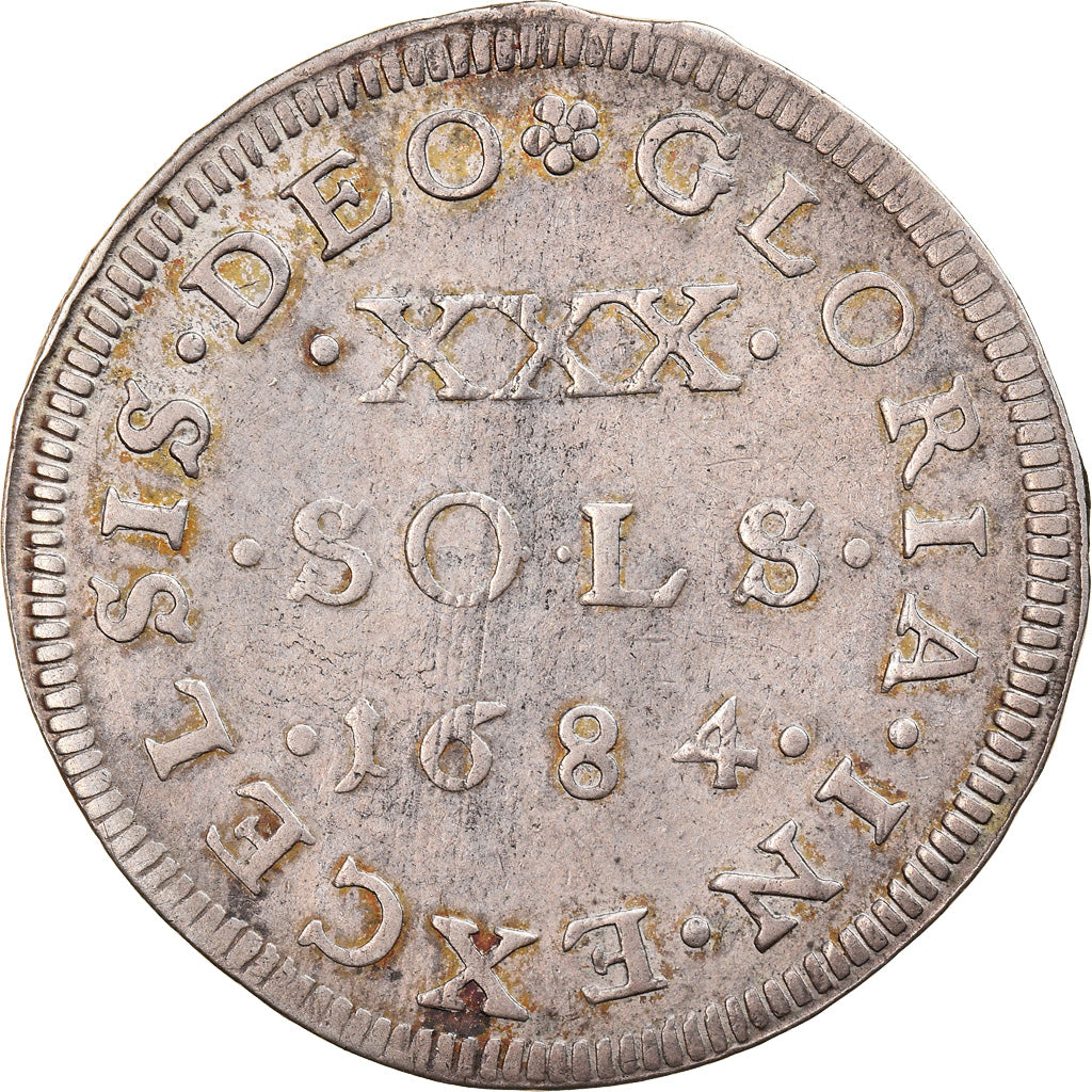 Coin, France, Louis XIV, XXX Sols de Strasbourg, 30 Sols, 1/2 ECU, 1684