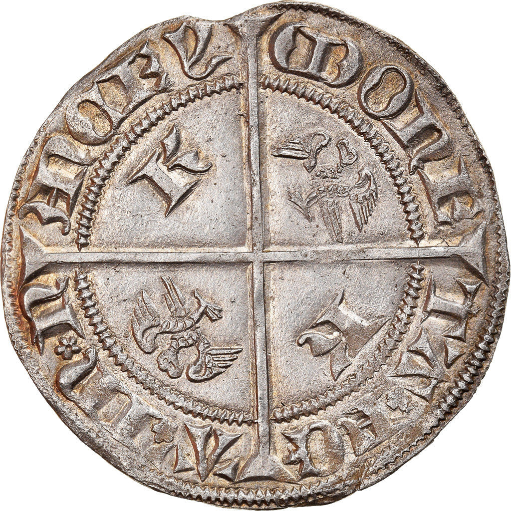 Coin, France, LORRAINE, Charles II, Gros, 1400-1430, Nancy, AU(55-58), Silver