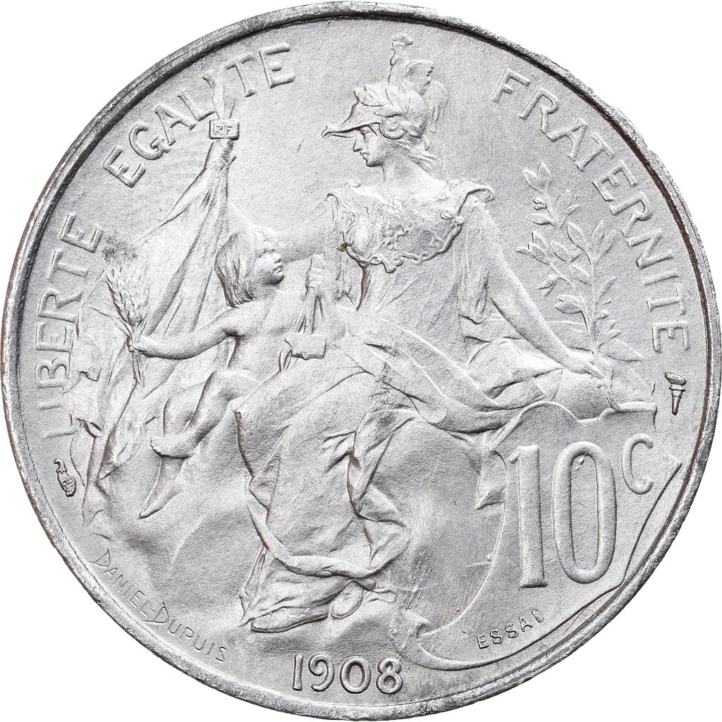 Munten, Frankrijk, Dupuis, 10 Centimes, 1908, ESSAI, UNC-, Aluminium