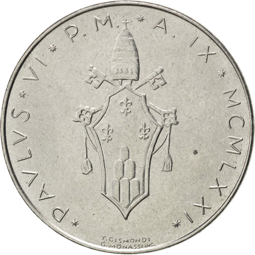 Coin, VATICAN CITY, Paul VI, 50 Lire, 1971, MS(63), Stainless Steel, KM:121