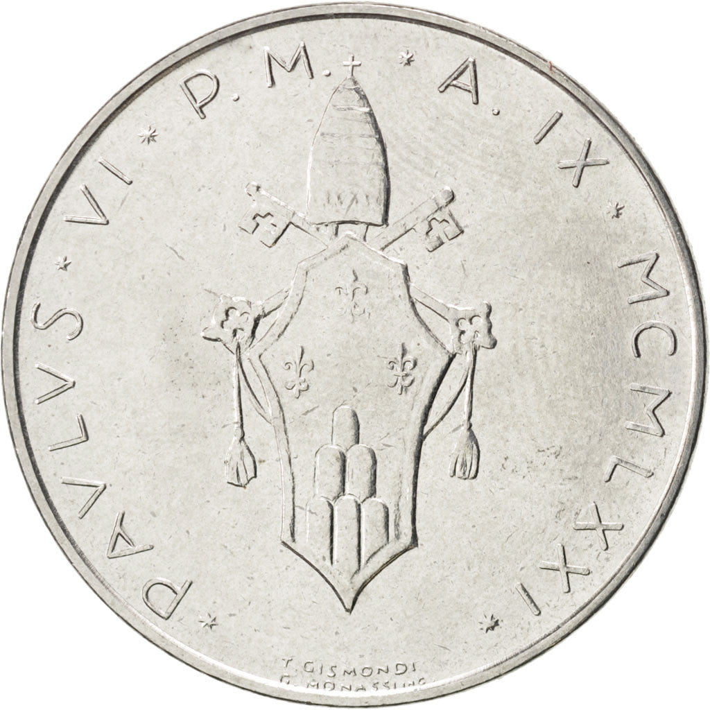 Coin, VATICAN CITY, Paul VI, 100 Lire, 1971, MS(63), Stainless Steel, KM:122