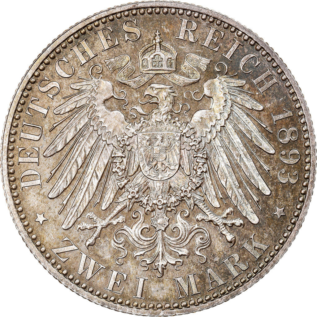 Coin, German States, PRUSSIA, Wilhelm II, 2 Mark, 1893, Berlin, Proof, MS(63)
