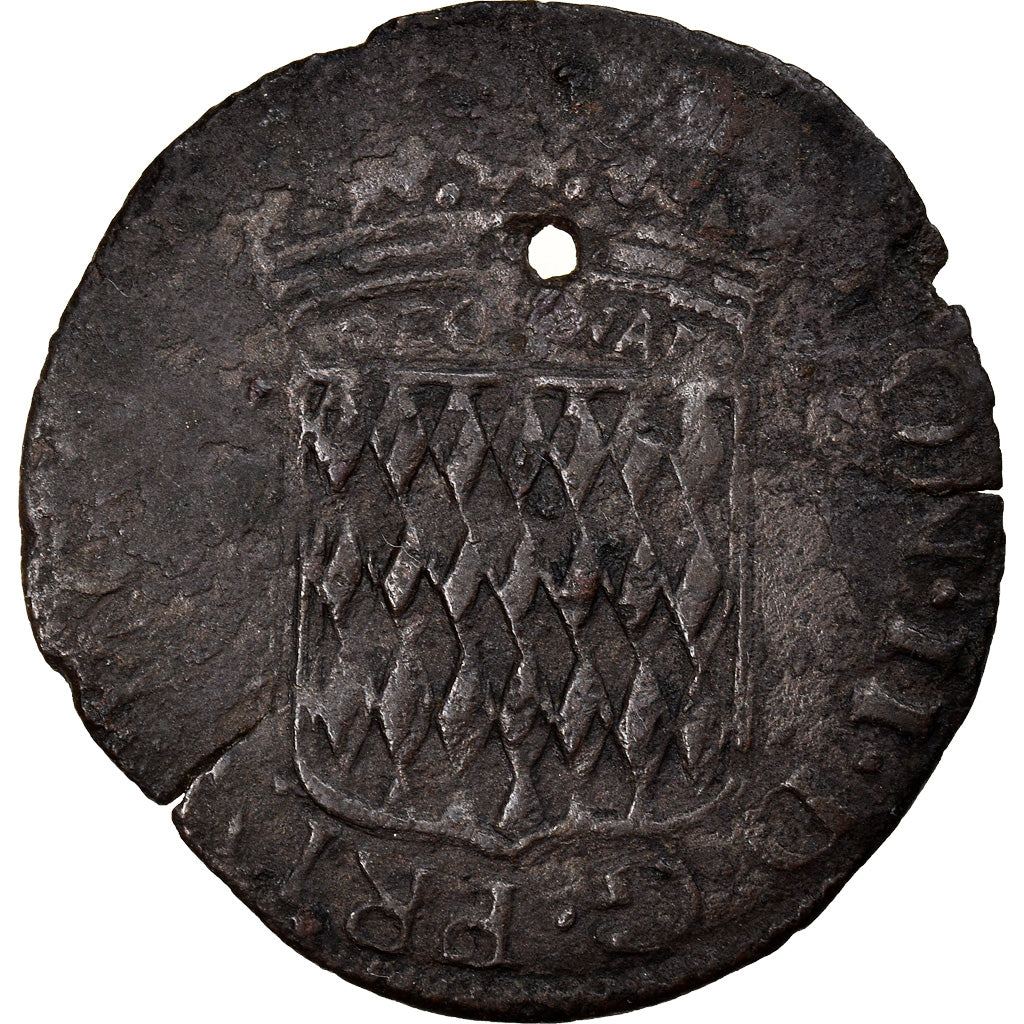 Coin, Monaco, Honore II, 1-1/2 Sols, 1/2 Pezetta, 1648, VF(20-25), Billon