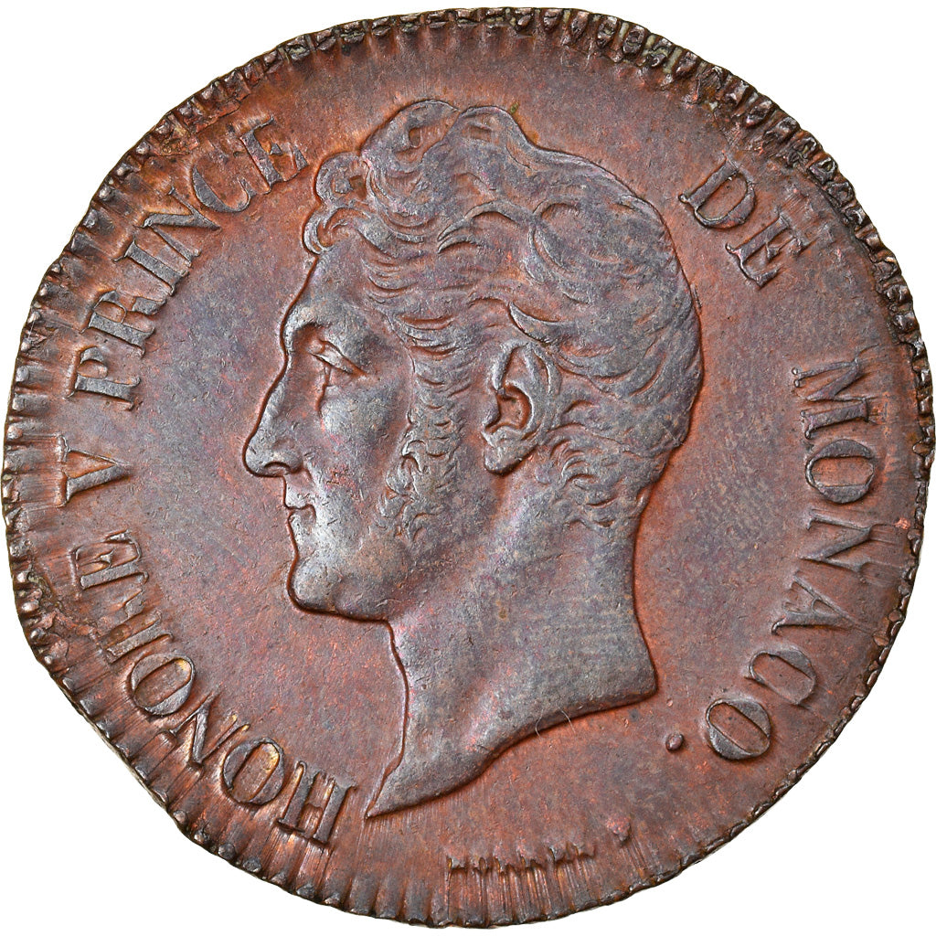 Coin, Monaco, Honore V, 5 Centimes, Cinq, 1837, Monaco, AU(50-53), Copper