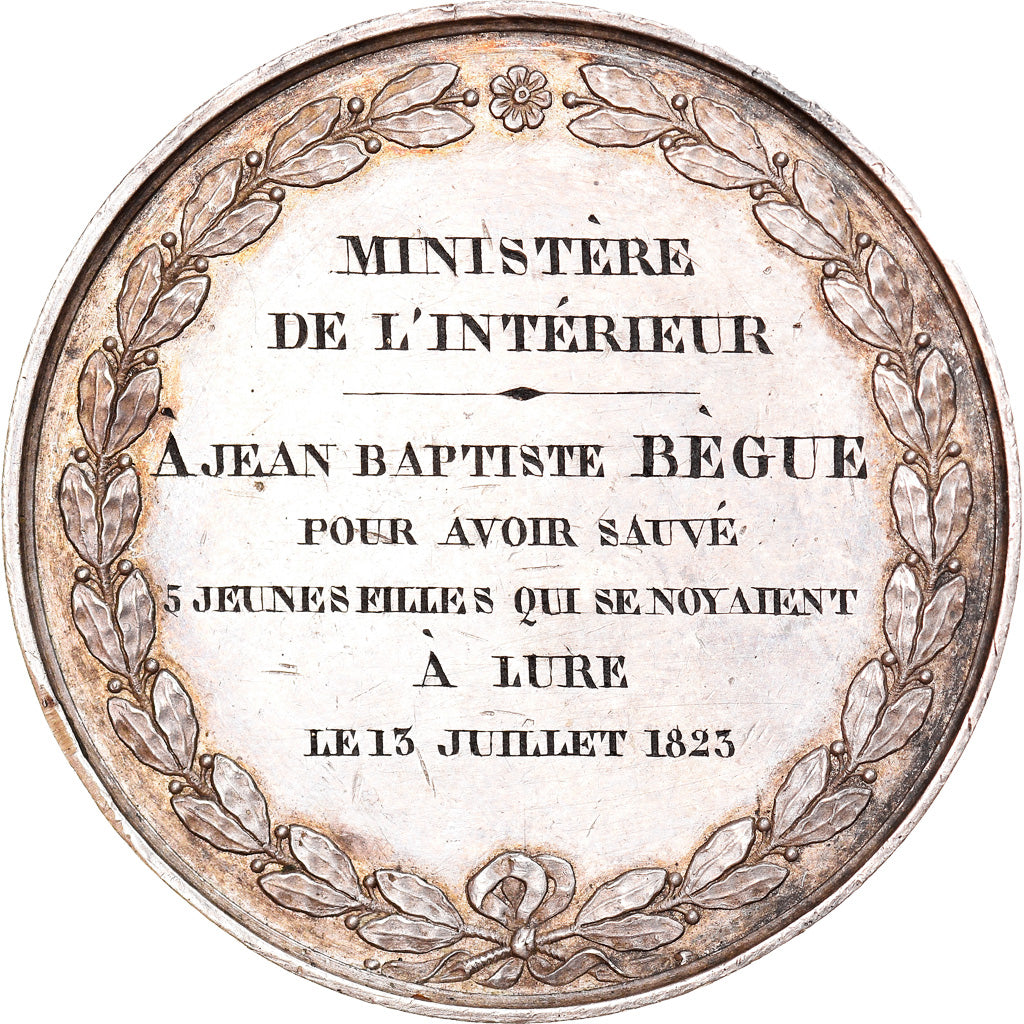 Francja, Medal, Louis XVIII, Récompense Ministère de l'Intérieur, 1823