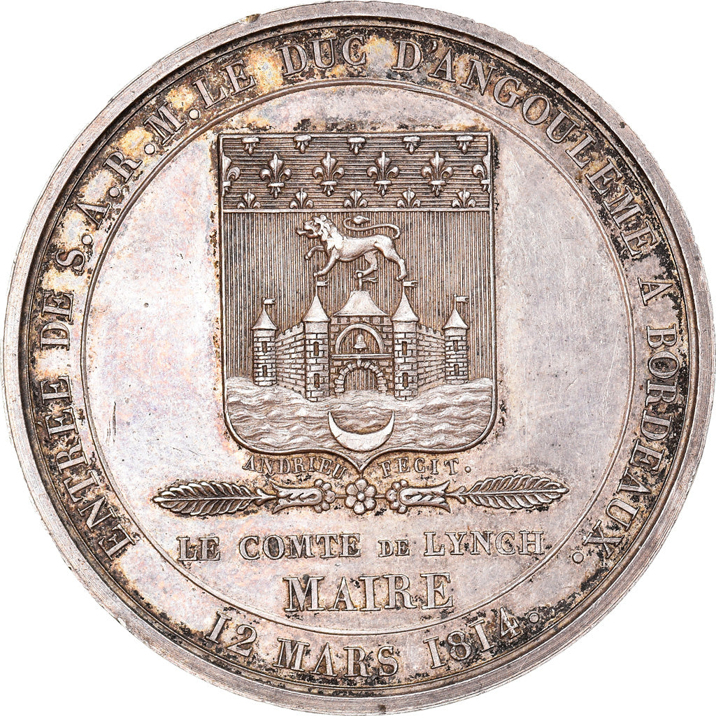 France, Medal, Entrée du duc d'Angoulême à Bordeaux, 1814, Andrieu