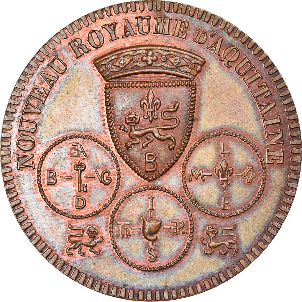 Francia, medaglia, Nouveau Royaume d'Aquitaine, 1 Gascon, 1848, SPL, Rame