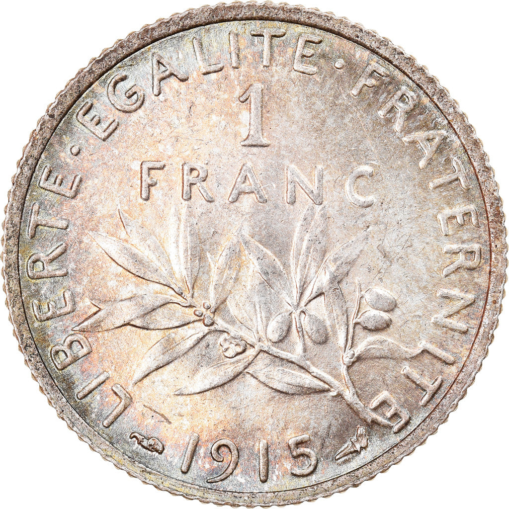 Munten, Frankrijk, Semeuse, Franc, 1915, Paris, UNC-, Zilver, KM:844.1
