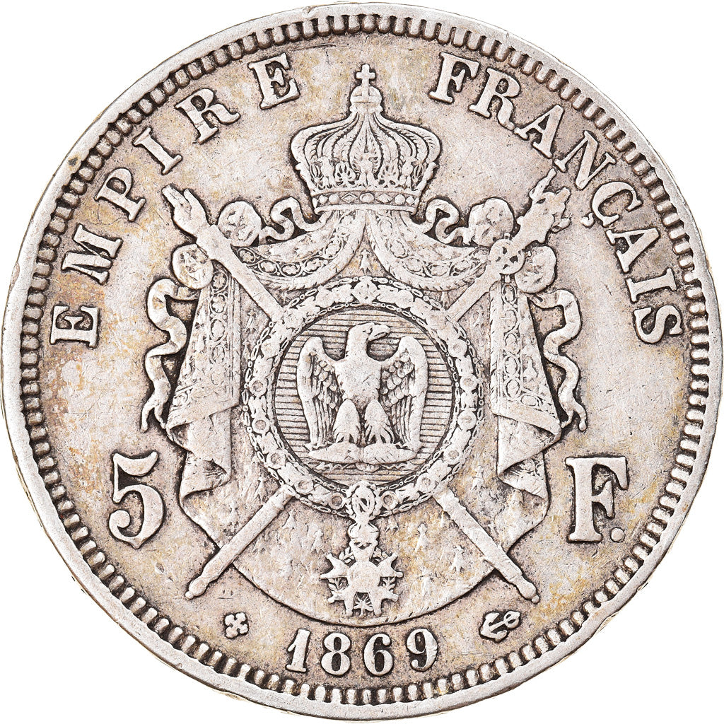 Coin, France, Napoleon III, 5 Francs, 1869, Strasbourg, VF(30-35), Silver
