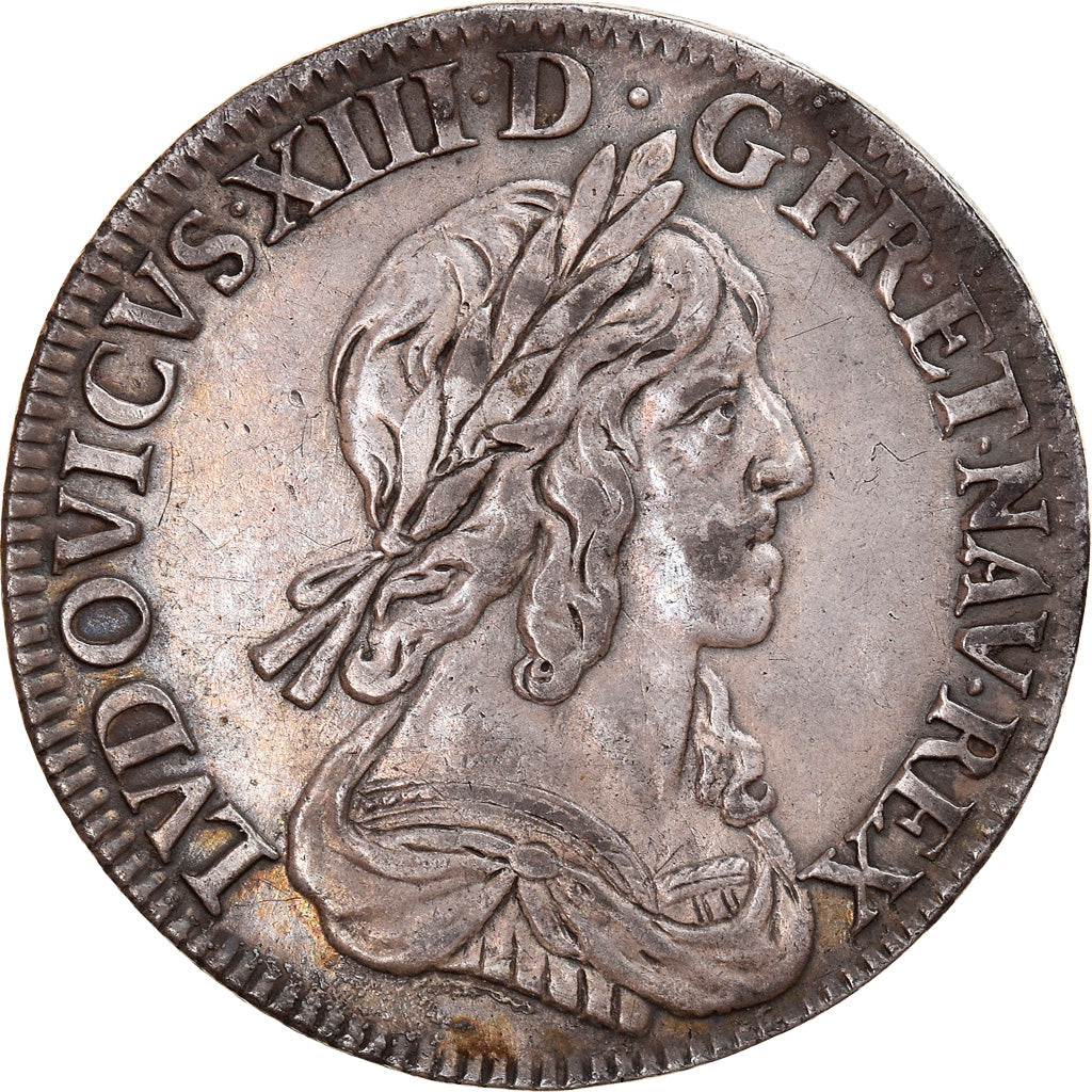 Monnaie, France, Louis XIII, 1/4 Écu 2e poinçon de Warin, buste drapé et