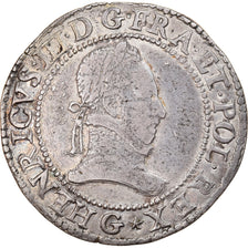 Monnaie, France, Henri III, Franc au Col Plat, 1578, Poitiers, TTB+, Argent