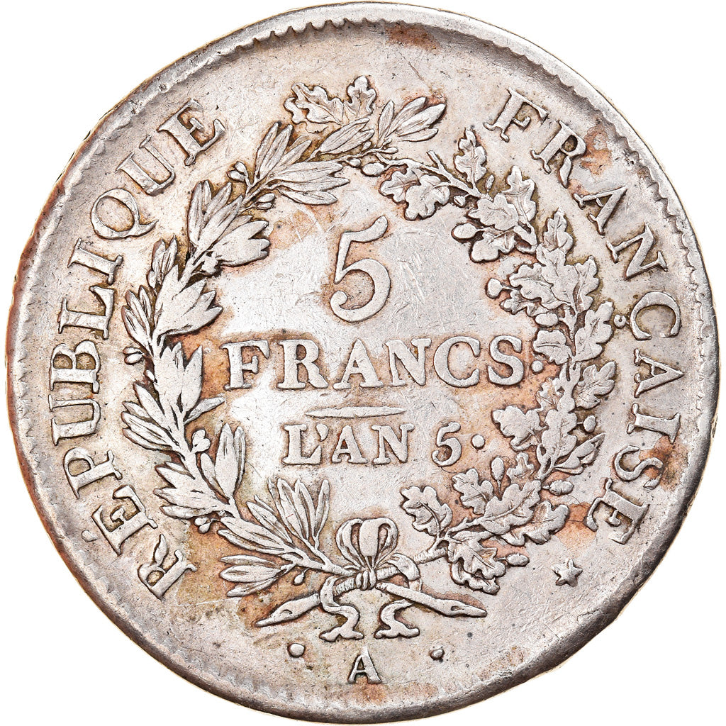 Coin, France, Union et Force, 5 Francs, AN 5, Paris, EF(40-45), Silver