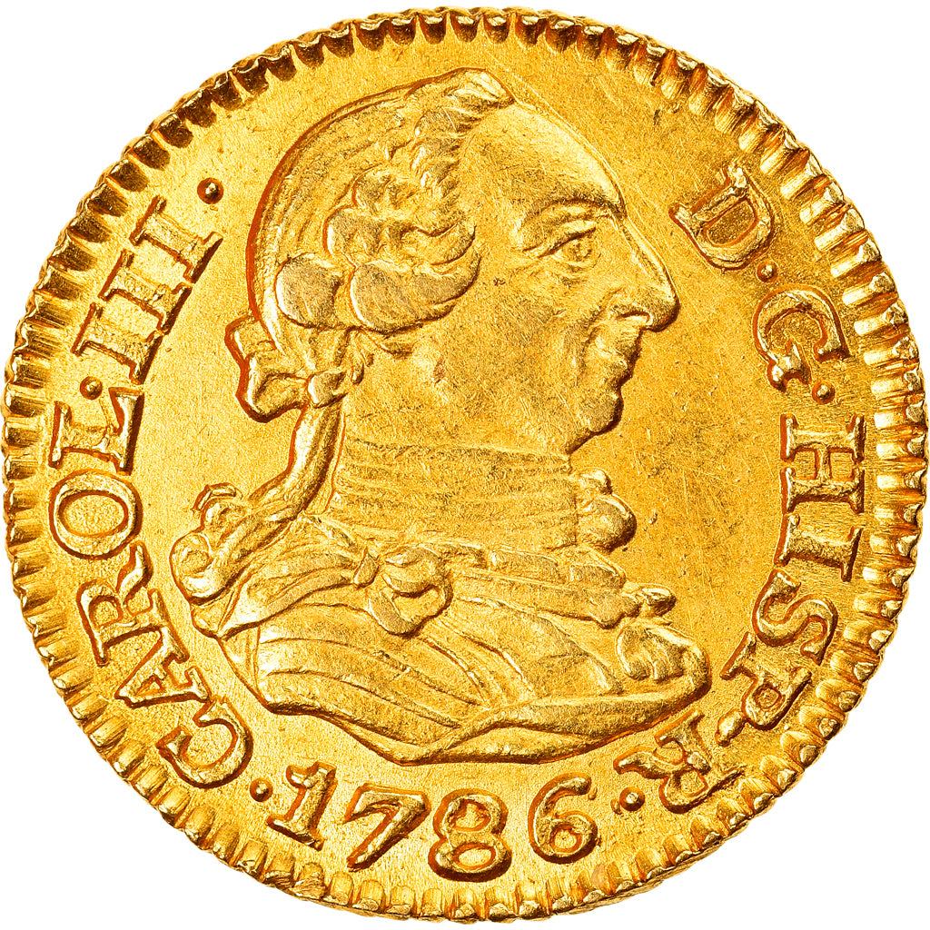 Coin, Spain, Charles III, 1/2 Escudo, 1786, Madrid, MS(60-62), Gold, KM:425.1