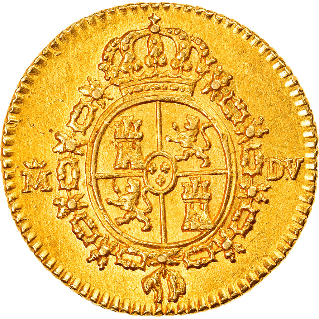Coin, Spain, Charles III, 1/2 Escudo, 1786, Madrid, MS(60-62), Gold, KM:425.1