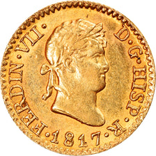 Coin, Spain, Ferdinand VII, 1/2 Escudo, 1817, Madrid, AU(55-58), Gold, KM:492