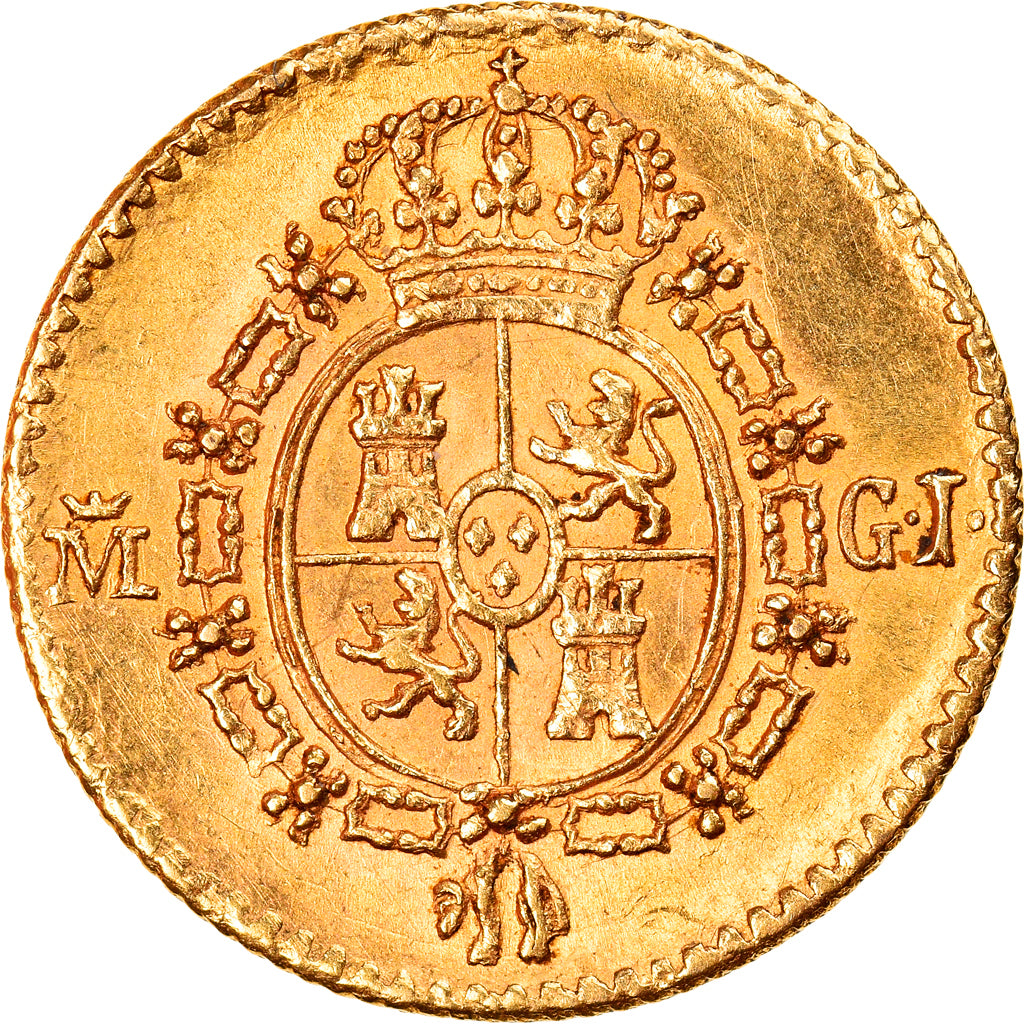 Coin, Spain, Ferdinand VII, 1/2 Escudo, 1817, Madrid, AU(55-58), Gold, KM:492