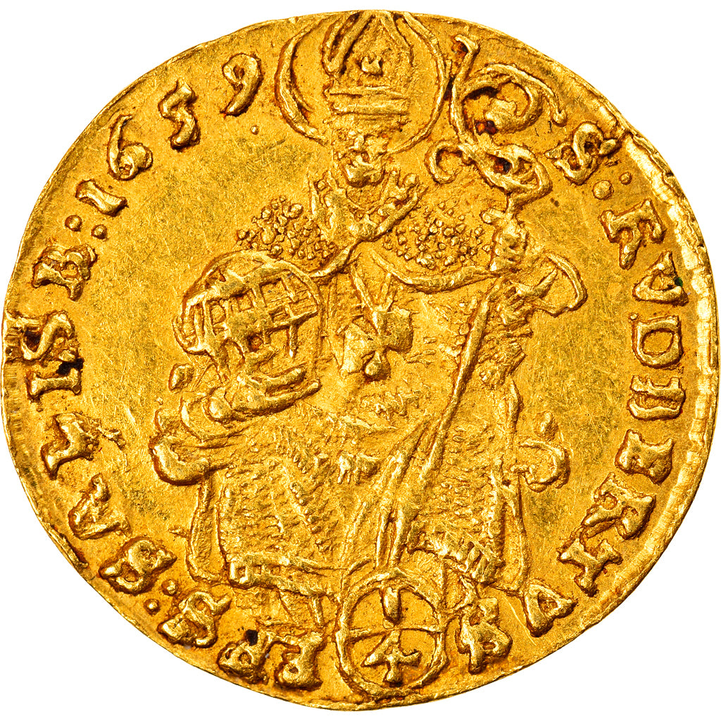 Münze, AUSTRIAN STATES, SALZBURG, Guidobald, 1/4 Ducat, 1659, VZ, Gold, KM:163