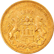 Coin, German States, HAMBURG, 20 Mark, 1876, Hamburg, AU(55-58), Gold, KM:602