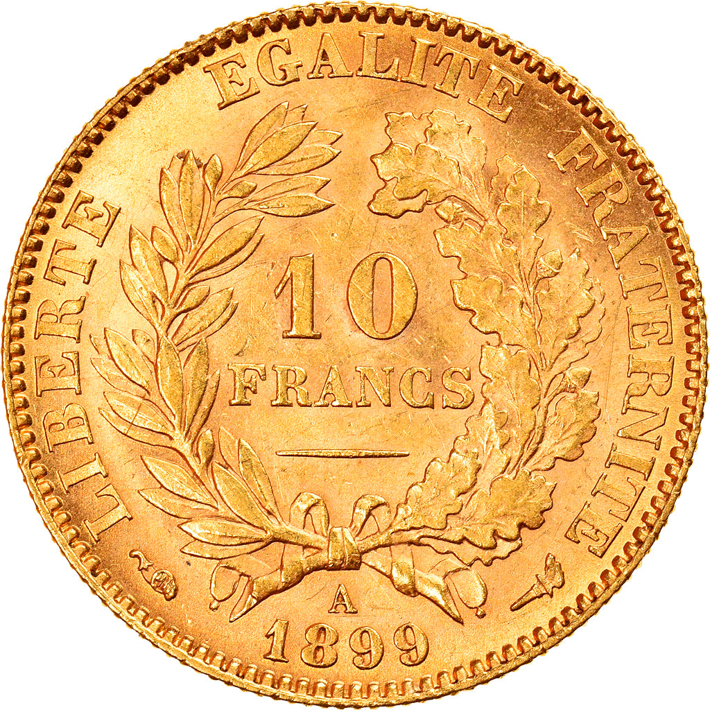 Coin, France, Cérès, 10 Francs, 1899, Paris, MS(60-62), Gold, KM:830