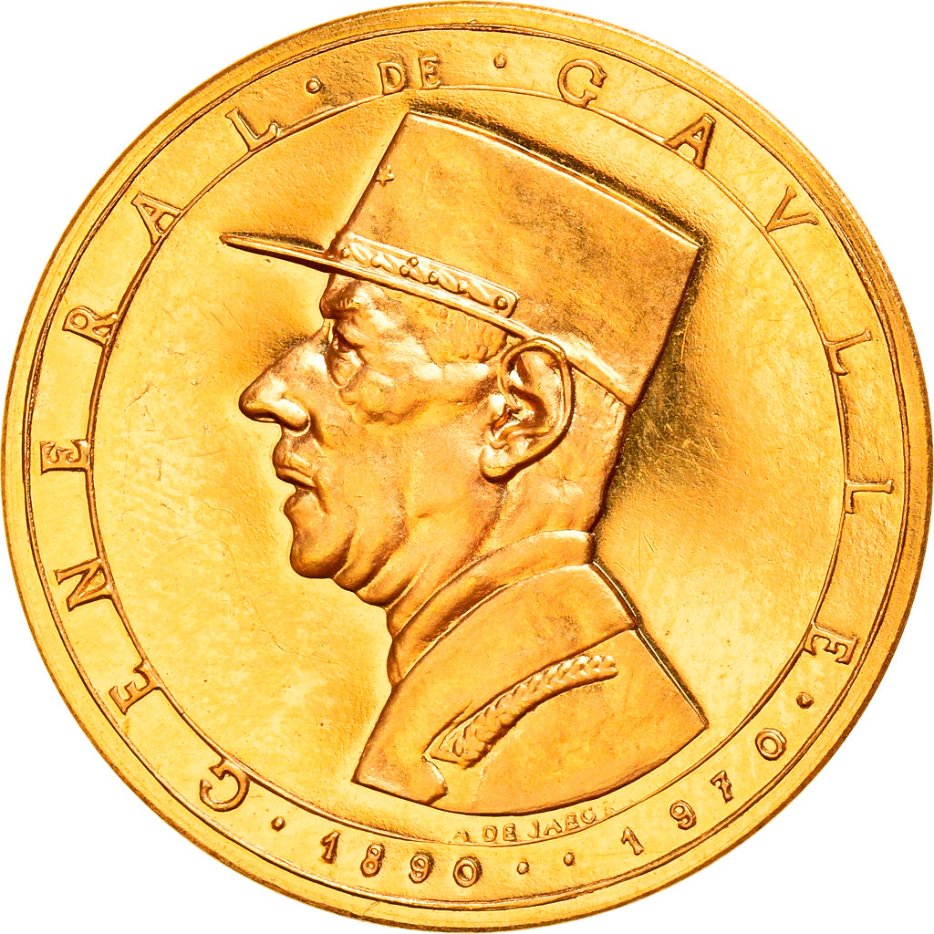 France, Medal, Général De Gaulle, History, 1972, De Jaeger, MS(63), Gold