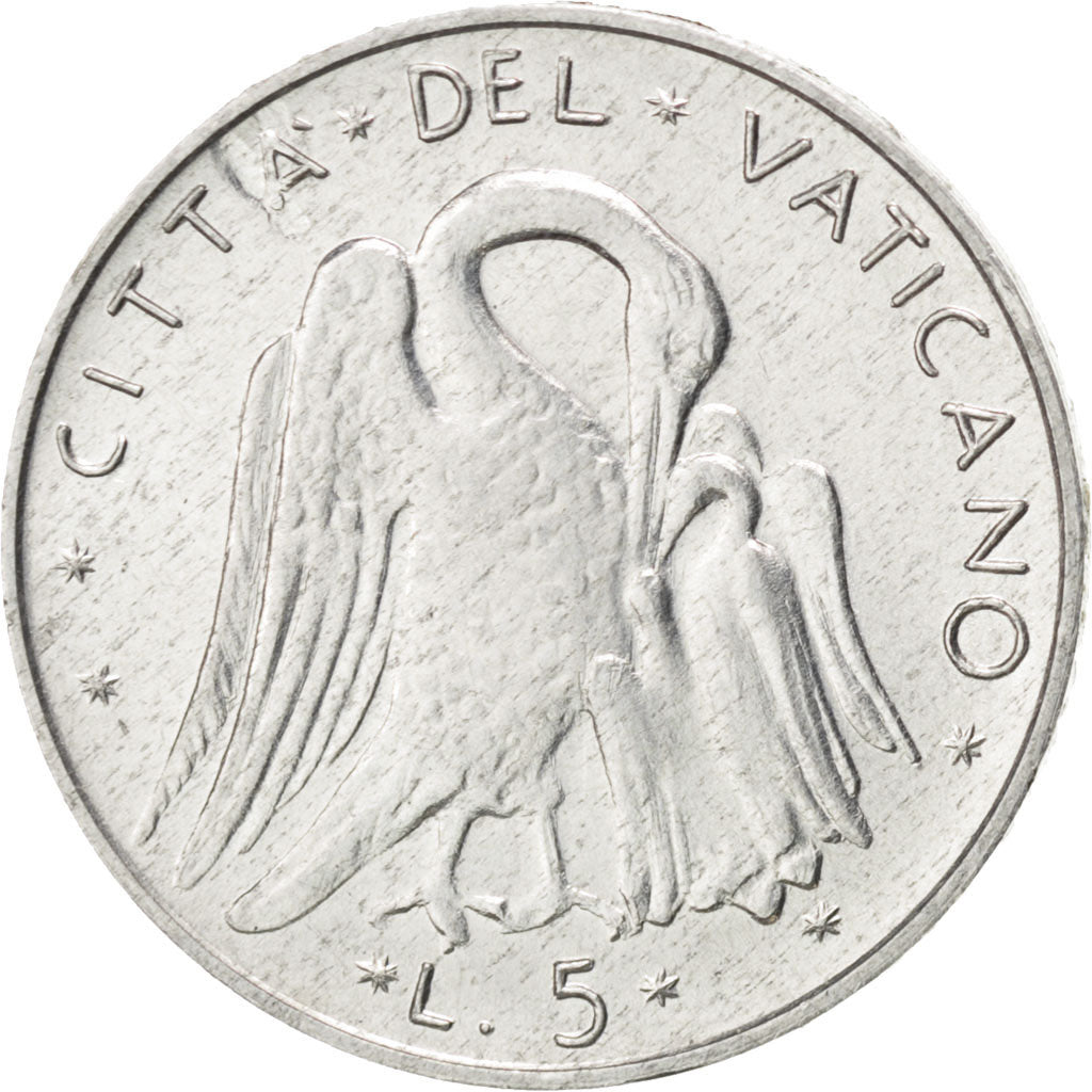 VATICAN CITY, 5 Lire, 1973, KM #118, MS(63), Aluminum, 20, 1.00