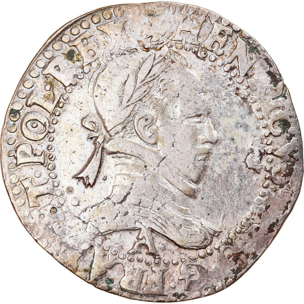 Coin, France, Henri III, Franc au Col Plat, Paris, EF(40-45), Silver