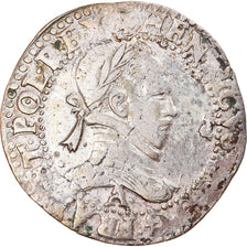 Coin, France, Henri III, Franc au Col Plat, Paris, EF(40-45), Silver
