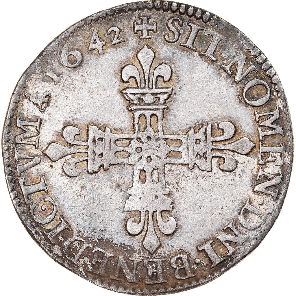 Coin, France, Louis XIII, 1/4 Écu à la croix, 1/4 Ecu, 1642, Amiens