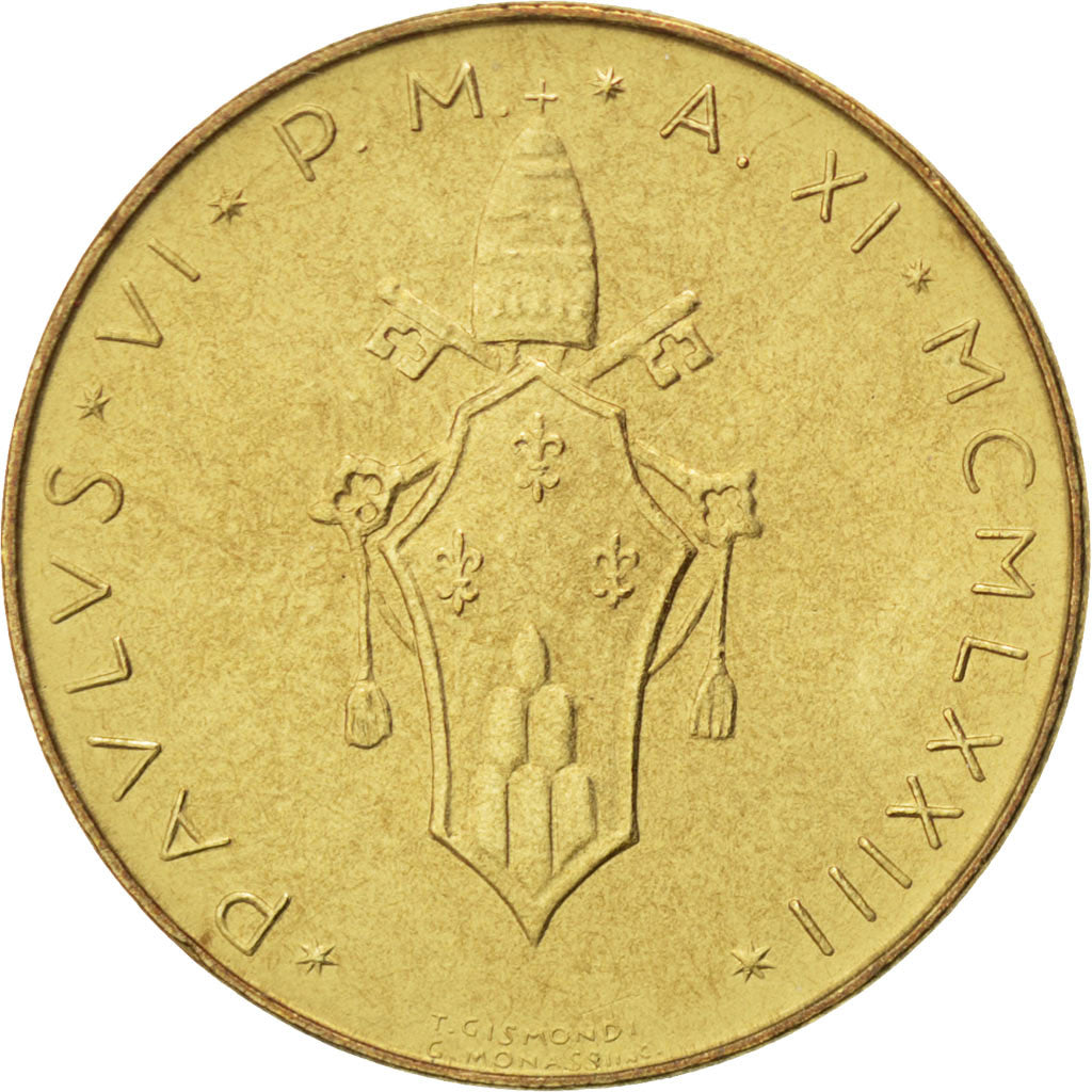 VATICAN CITY, 20 Lire, 1973, KM #120, MS(63), Aluminum-Bronze, 21.3, 3.52