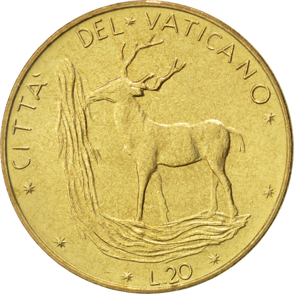 VATICAN CITY, 20 Lire, 1973, KM #120, MS(63), Aluminum-Bronze, 21.3, 3.52