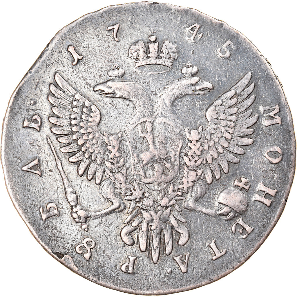 Monnaie, Russie, Elizabeth, Rouble, 1745, St. Petersburg, TTB, Argent, KM:19.1